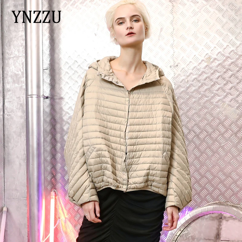 

Ultra Light Winter Hooded Coat Women's Khaki Hooded Oversized Single breasted Down jacket Short Outwear Ladies Black YNZZU 1O439
