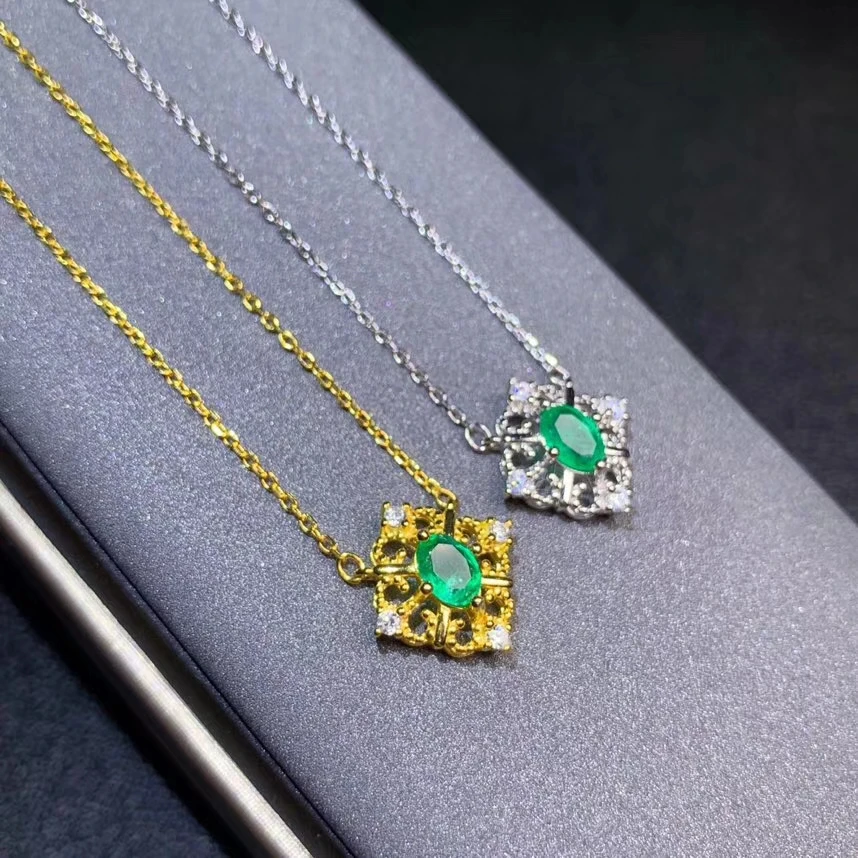 Ожерелье из натурального зеленого изумруда для женщин стильное колье