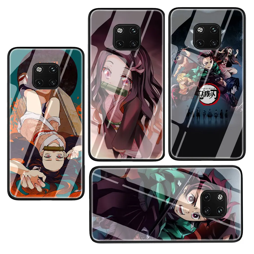Аниме Demon Slayer Kimetsu no Yaiba закаленное стекло чехол для телефона huawei mate P 10 20 30 Lite Pro Y9 Honor 8X 7A