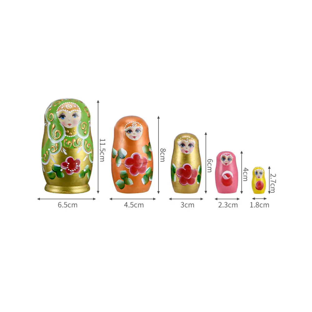 

1Set Wooden Russian Creative Nesting Doll Home Decor Random Color