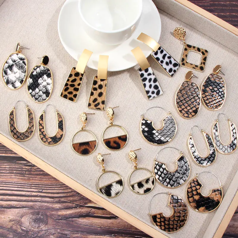 Просто Винтаж Леопардовый принт серьги для Для женщин 2019 с модным геометрическим