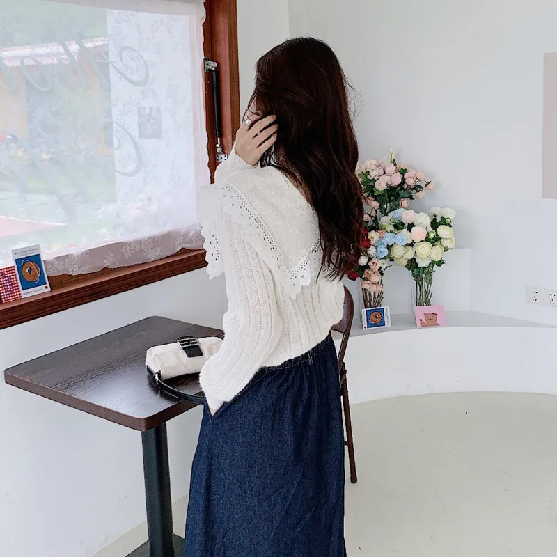 Женский однобортный вязаный кардиган Leiouna повседневный элегантный в Корейском