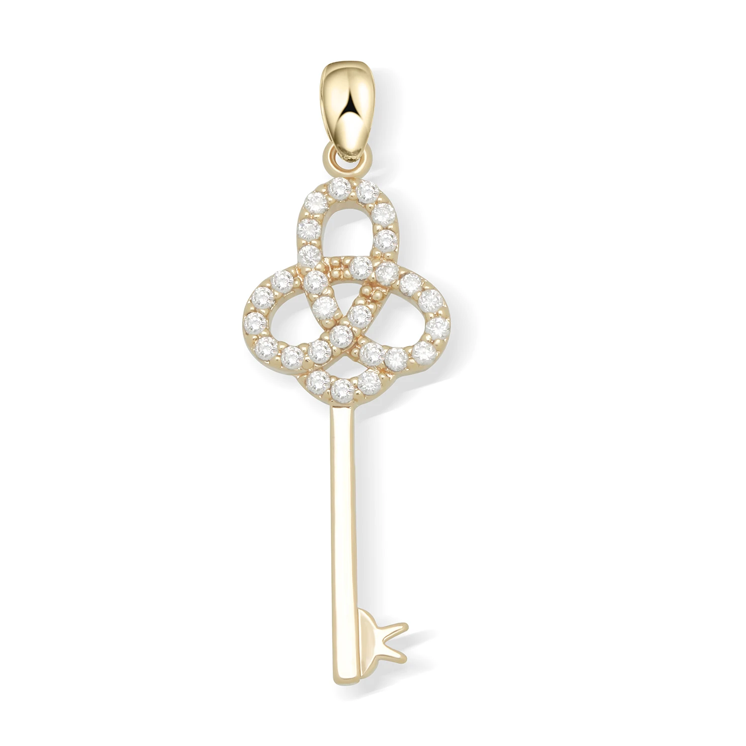 

AAA Sparkling Cuibc Zirconia Gold-plated Copper Key Pendant For Necklace Makings Crown Five-point Star Clover Jewelry Findings