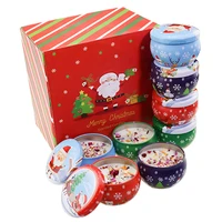 iron pot christmas candle set new years gift cup indoor aromatherapy candle deodorant fragrance snowman elk santa claus style
