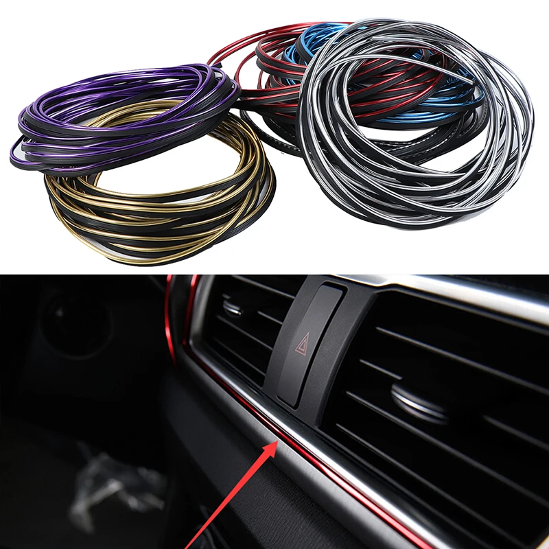 

5M Car Styling Interior Stickers Decoration Strip Mouldings Car Door Dashboard Air Conditioner Air Outlet Decoration Accessory