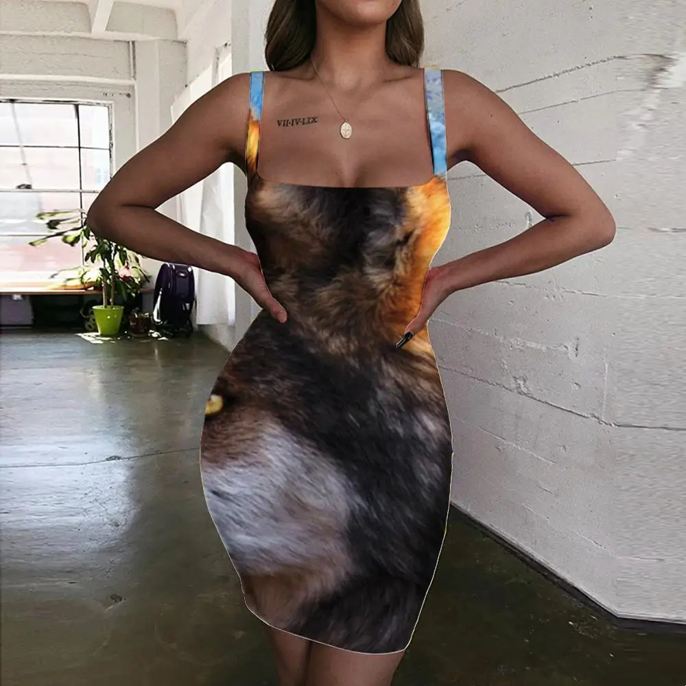 

Женское облегающее платье-Холтер с 3D-принтом дерева, без рукавов