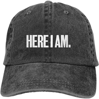unisex here i am logo 2 vintage washed twill baseball caps adjustable hats funny humor irony graphics of adult gift black