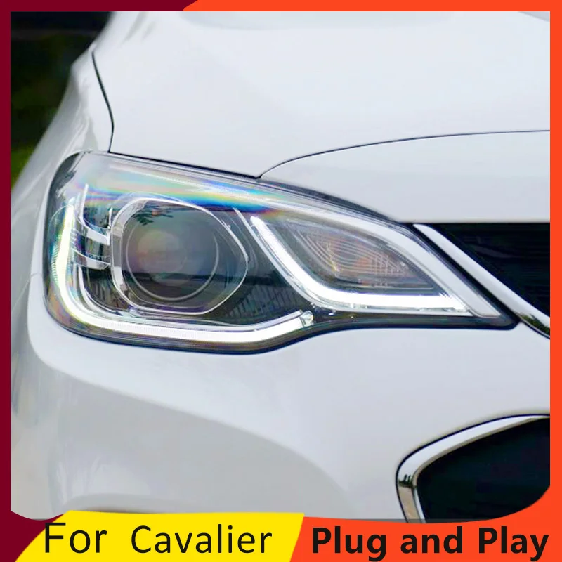 

car styling For Chevrolet Cavalier headlight angel eyes 2016-2018 For Cavalier LED light bar Q5 bi xenon lens h7 xenon day light