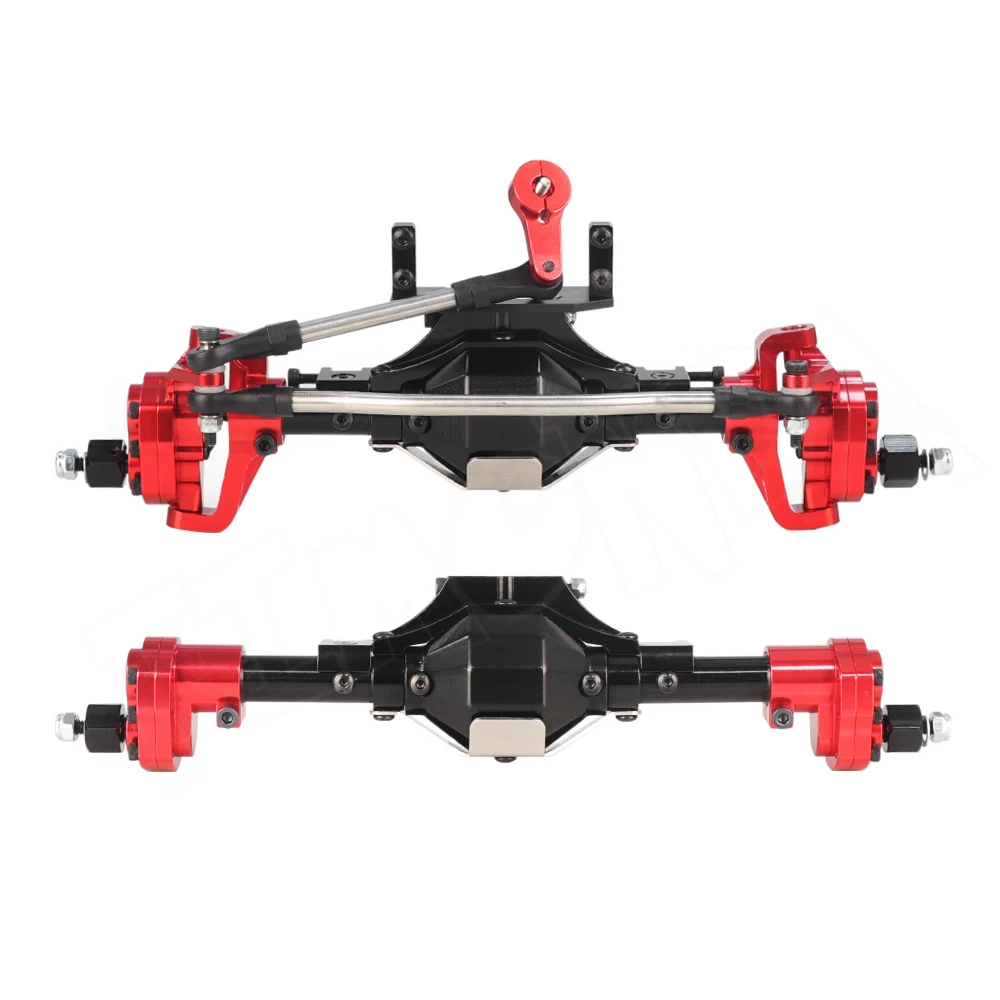 Black and Red Axle FIMONDA SCX10 алюминиевый ЧПУ анодированный Полный Передний Задний портальный мост для 1/10 RC Гусеничный автомобиль осевой SCX10 II 90046 90047 Запчасти для обновления - Цвет: Black and Red Axle