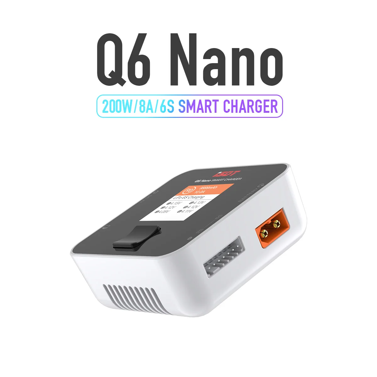 Балансирующее зарядное устройство ISDT Q6 Nano Lipo для аккумуляторов Dis 8A 200 Вт DC 2-6S