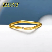 xidnt fashion simple rectangle 1mm thin alloy inlaid diamond rose gold silver gold men and women couple ring gift