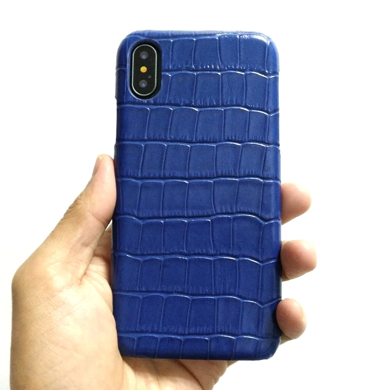 Небесно-голубой Solque чехол из натуральной кожи для iPhone X XS MAX XR 7 8 Plus настоящий кожаный чехол для мобильного телефона роскошный крокодил тонкий Чехол - Цвет: Небесно-голубой