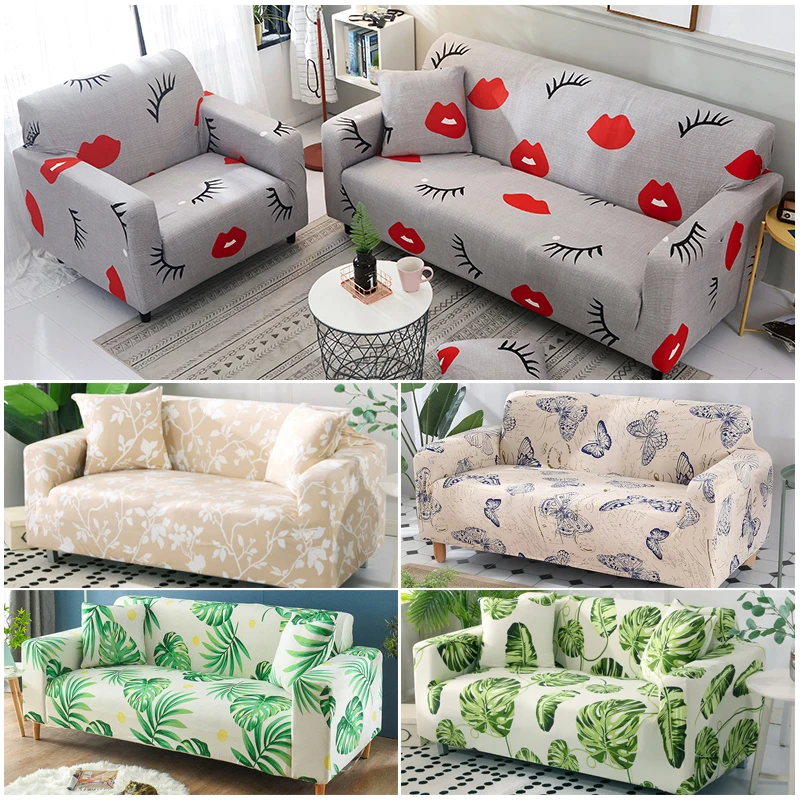 

Green Leaf Sofa Cover Cotton Set Elastic Couch Cover Sofa Covers for Living Room Pets cubre sofa Sofa Towel 1/2/3/4-Seater 1PC