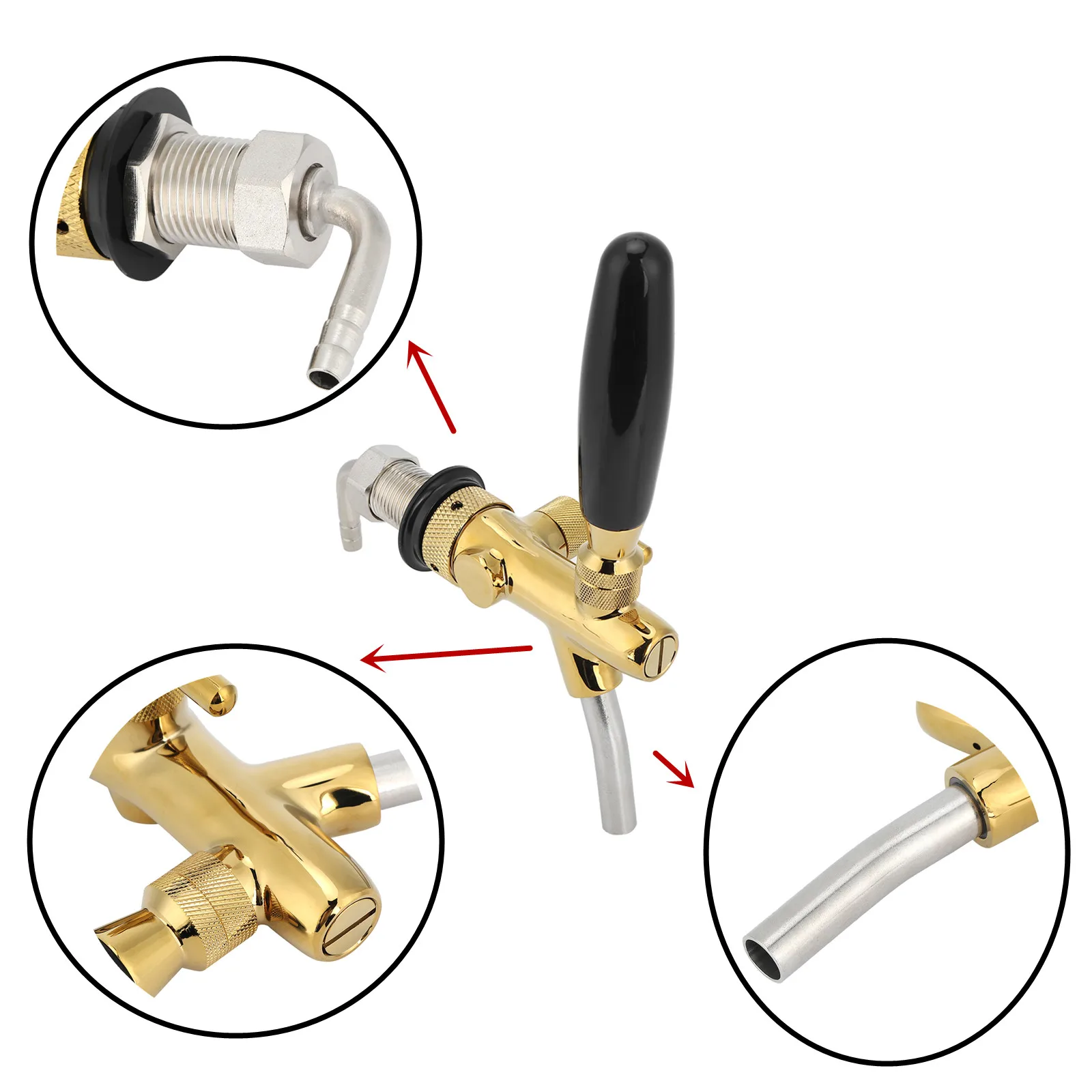G5/8 Thread Adjustable Beer Tap Faucet Homebrewing Non-slip Handle Beverages Dispenser for Home Bar Restaurants | Дом и сад
