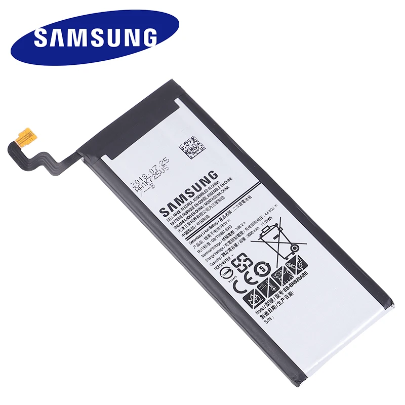 Батарея EB-BN920ABE 3000 мА-ч для samsung Galaxy Note 5 SM-N9208 Note5 N9208 N9200 N920t N920c Аутентичные EB-BN920ABE