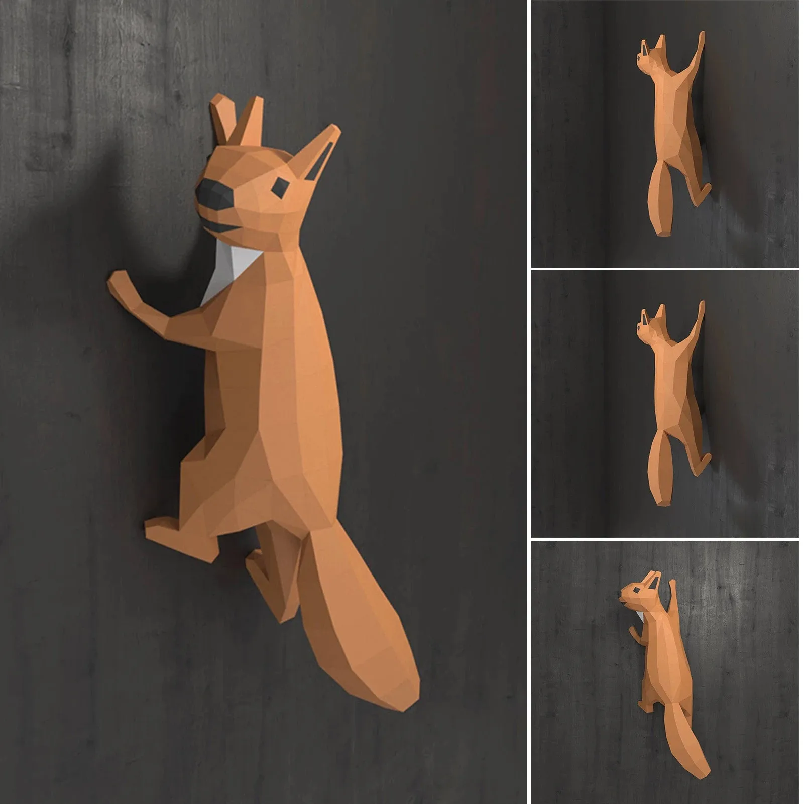

Squirrel Wall Hanging 3D Paper Model DIY Manual Paper Die Hanging Toy Geometric Origami Three-dimensional Composition Decoration
