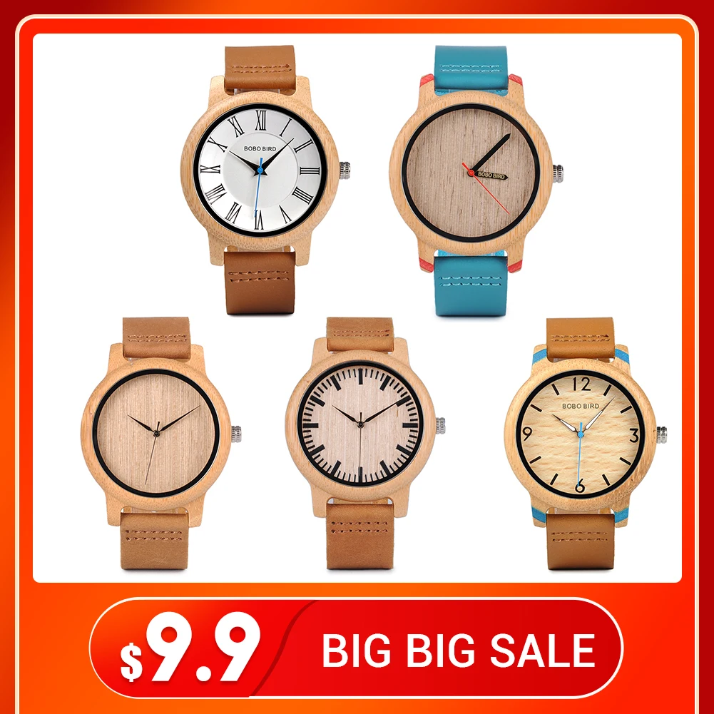 BOBO BIRD продвижение деревянные часы для мужчин и женщин Распродажа цена кожаный