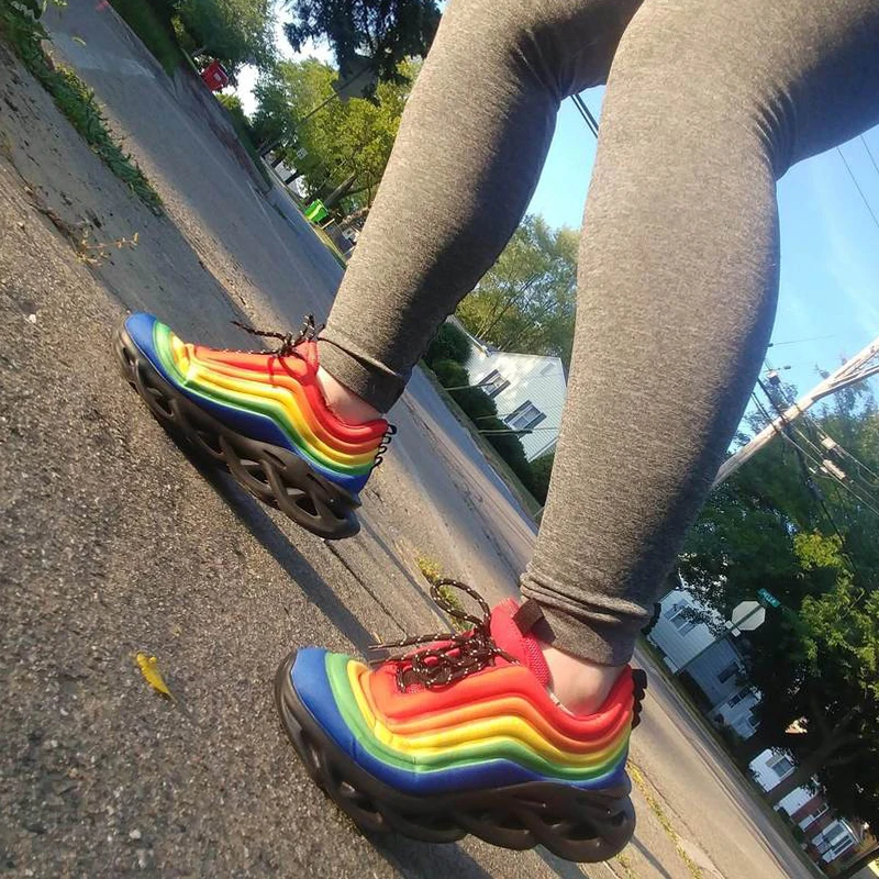 

Women Shoes 2020 Autumn Chunky Sneakers Rainbow Platfrom Comfortable Ladies Sports Shoes Ourdoor Casual Shoes Female Footwear