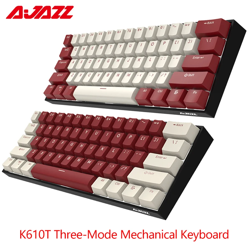 

Клавиатура AJAZZ K610T компактная Механическая беспроводная, 61 клавиша, три режима, Bluetooth, белая подсветка, для геймеров, ПК, ноутбуков