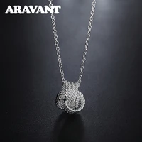 925 silver chian weave tennis ball pendant necklace for women silver 925 jewelry silver necklace