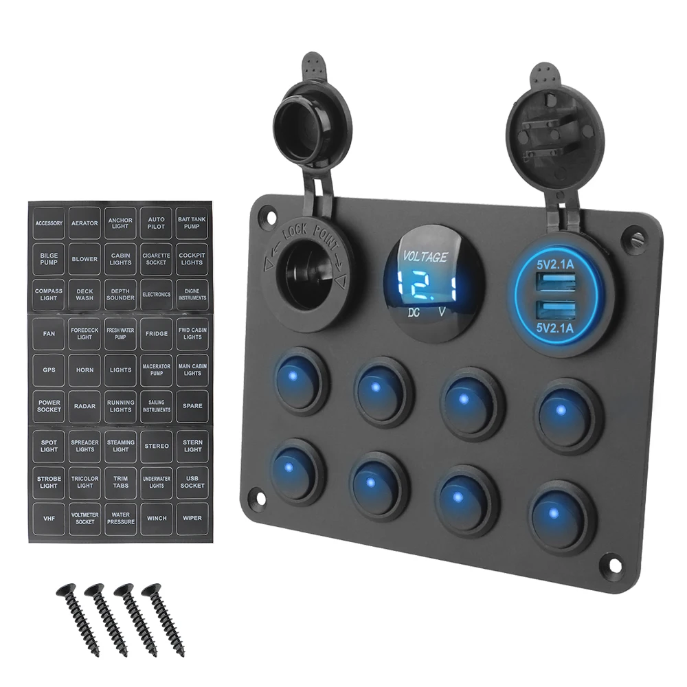 LEEPEE 12-24V 8 Gang Dual USB прикуриватель розетка автоматический выключатель