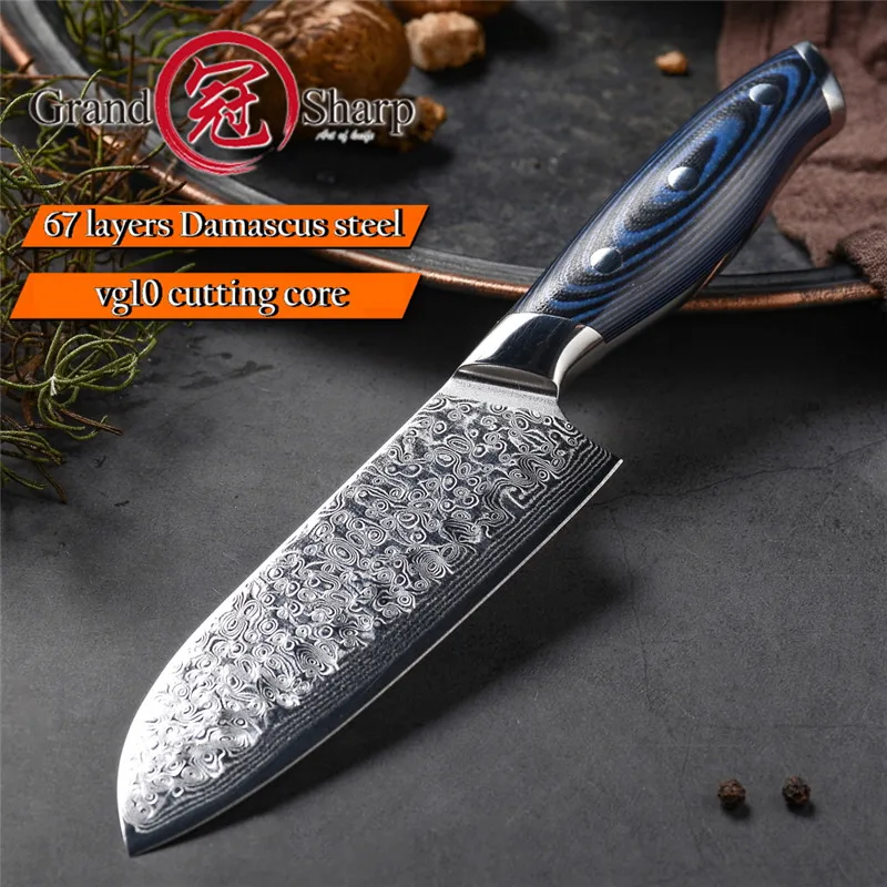 5-дюймовый нож Santoku 67 слоев японский Дамаск нержавеющая сталь VG10 шеф-повар