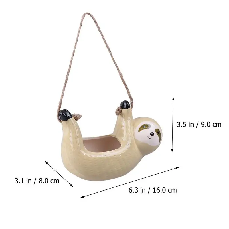 

Ceramic Flowerpot Sloth Shape Flower Basket Hanging Succulent Plant Pot Container Unique Office Wall Art Ornament Home Decor