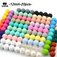 lofca 20pcs silicone beads 12mm food grade baby teethers toy tie dye diy necklaces making pacifier chain nursing accessories