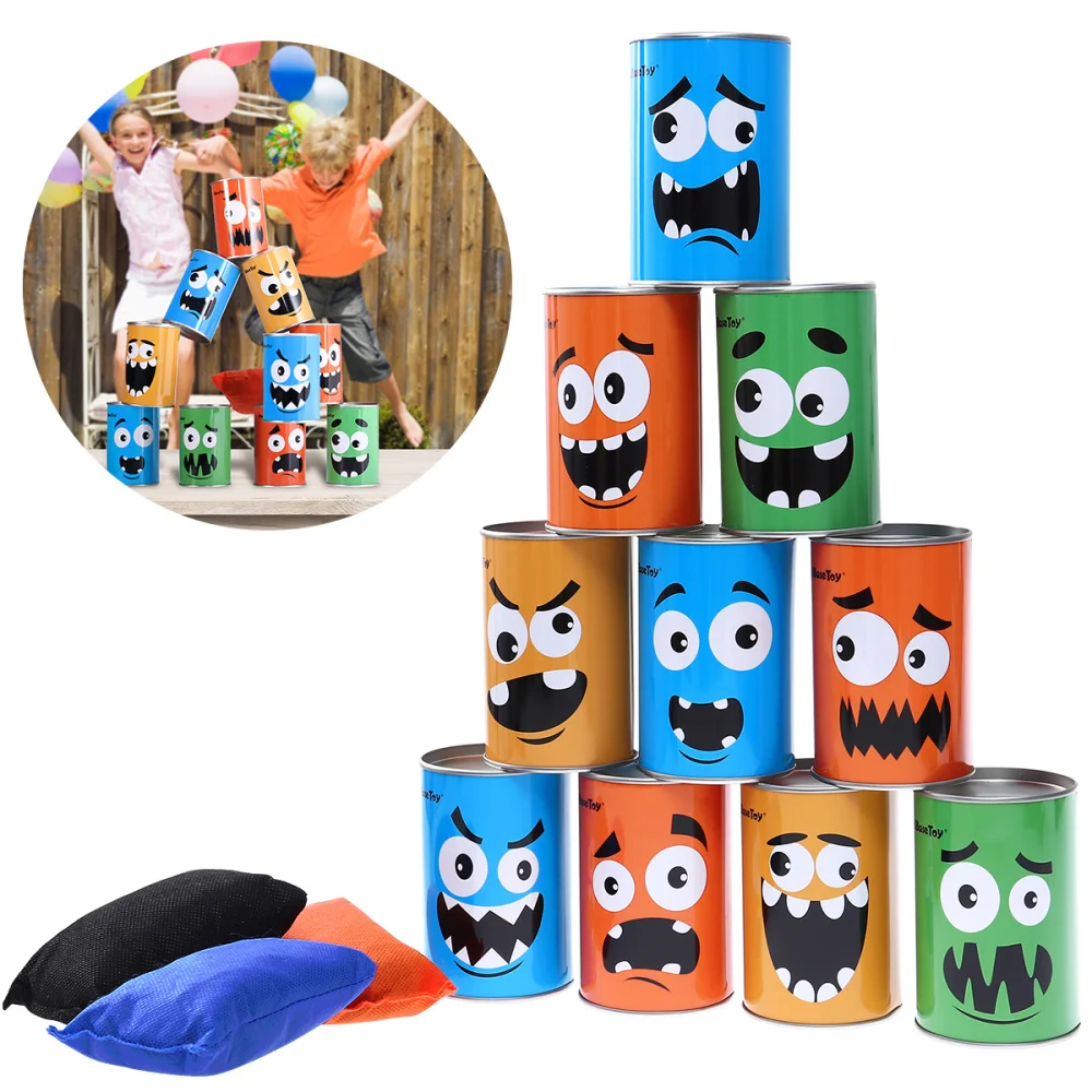 

IBASE 10 Pcs Carnival Bean Bag Can Toss Game Set Circus Party Game For BBQs/Kids Birthday Parties