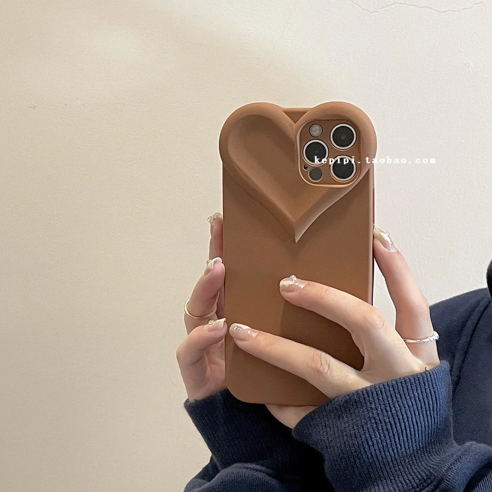 

Frosted 7plus autumn winter love Caramel Brown suitable for X apple 11iphone13 / 12promax soft mobile phone case