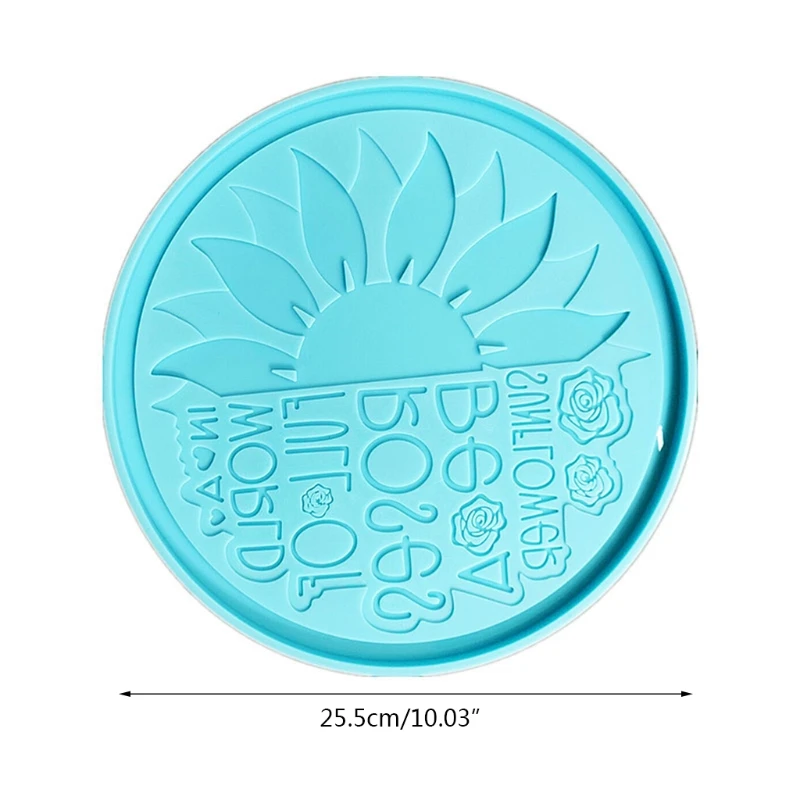 

J60E Sunflower Resin Molds Gartful Silicone Round Coaster Mold Epoxy Resin Casting Molds for Making Faux Agate Slice Cup Mat