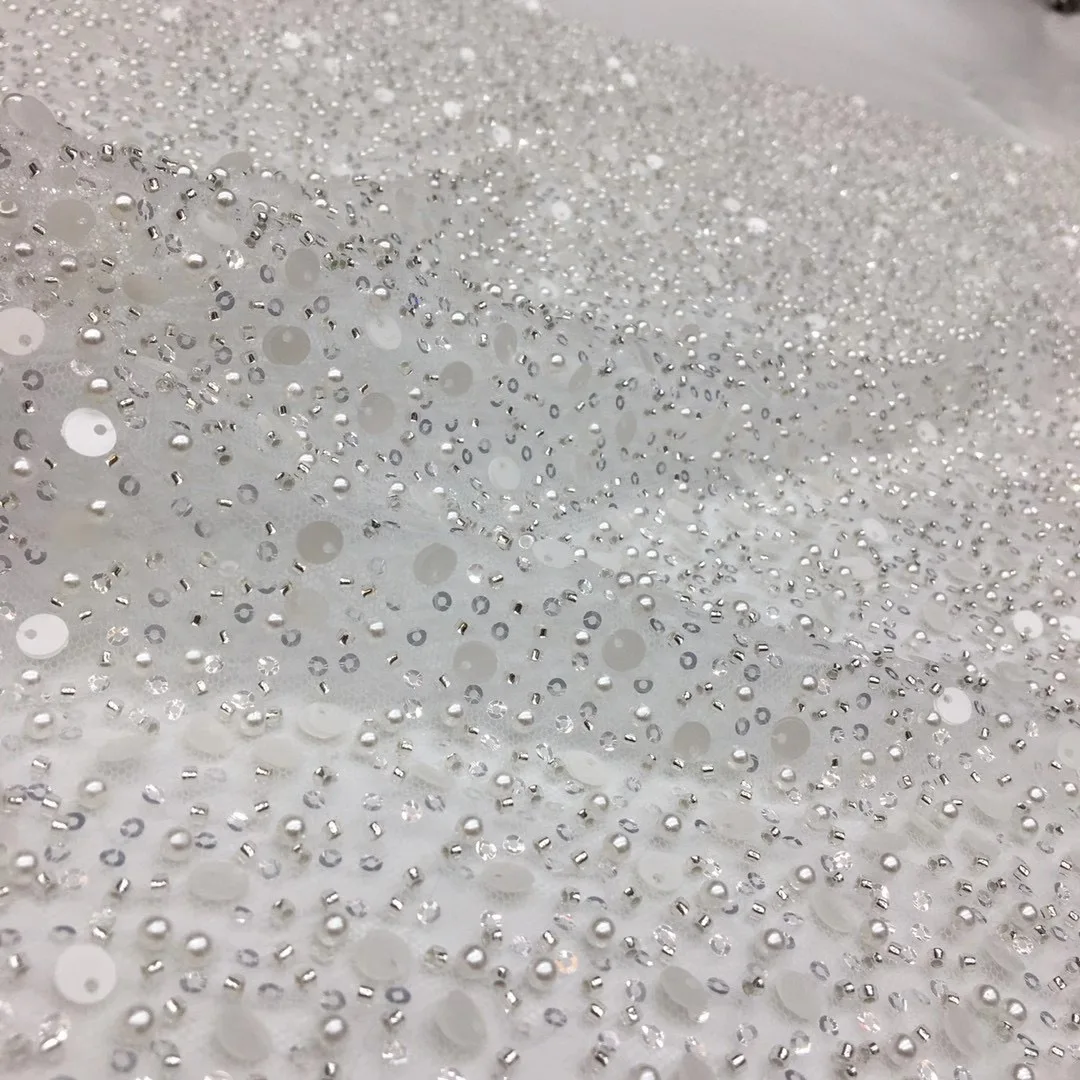 

Nigeria Handmade Lace Fabric 2021 White High Quality Lace French Tulle Lace Mesh French Embroidery Sewing Fabric XX4591