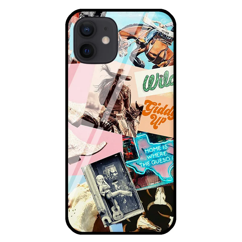 Чехол Cowgirl из закаленного стекла в стиле бохо для телефона iPhone 12 mini 11 Pro Max XS X XR 7 8 Plus