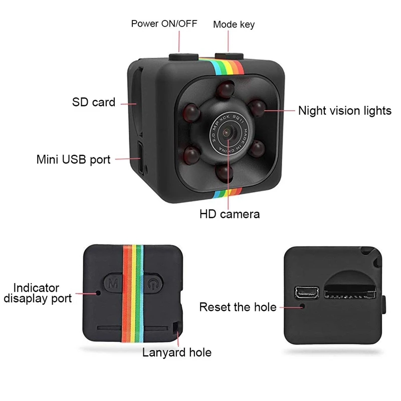 Sq11 Mini Camera Hd 1080P Night-Vision Camcorder Car Dvr Infrared Video Recorder Sport Digital Support Tf Card Dv | Автомобили и