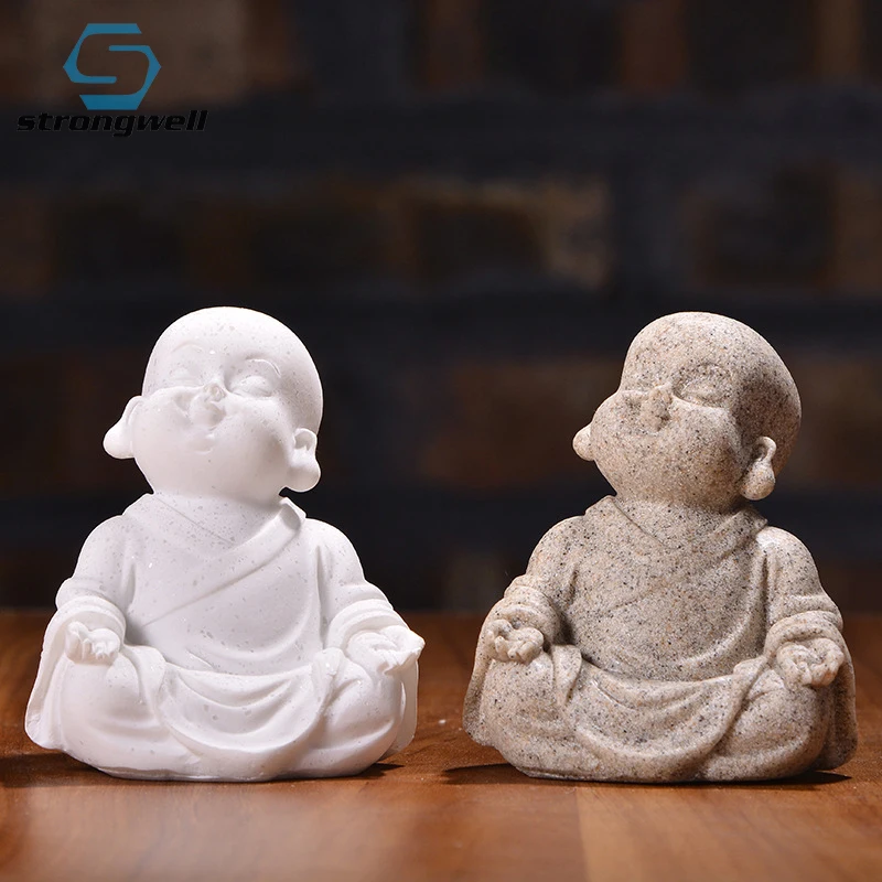 Strongwell статуя Будды Майтрейи Песчаник смолы фэншуй белом песчаном ремесло