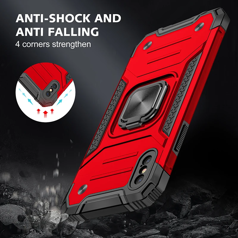 Heavy Duty Car Magnet Shockproof Armor Case For iPhone 12 13 mini 11 Pro 6s 6 7 8 Plus X Xr Xs Max Cover 360 Ring Stand Holder | Мобильные