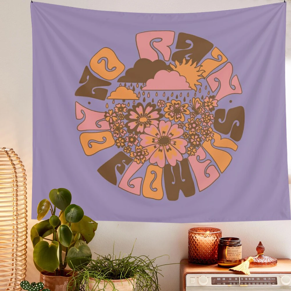 

Flower Mandala Tapestry Wall Hanging Purple Hippie Bohemian Tapestries Colorful Psychedelic INS Home Decor Floral Wall Decor