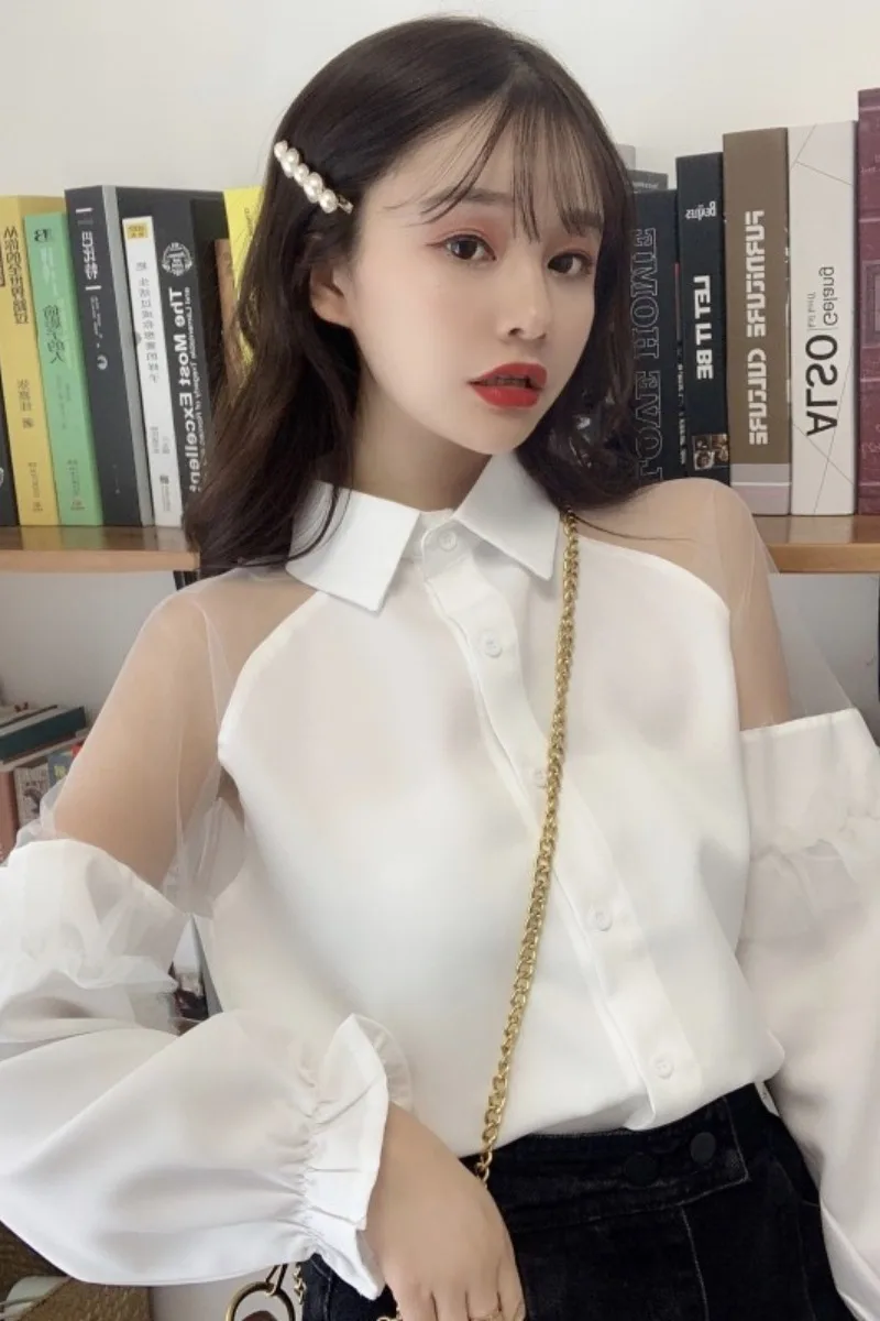 

design sense niche tops New summer 2021 fake two French style retro puff sleeve shirts