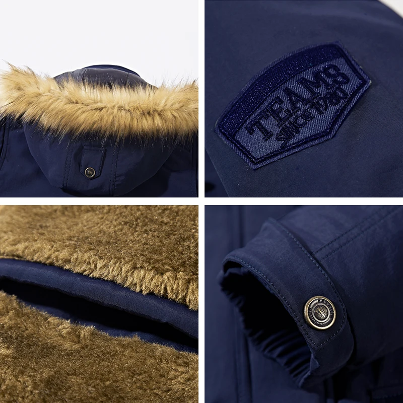 Men Parka Brand 2021 Winter New Fur Collar Hooded Jacket Men Coat Military Windproof Multi-Pocket Outdoor Casual Men's Jackets