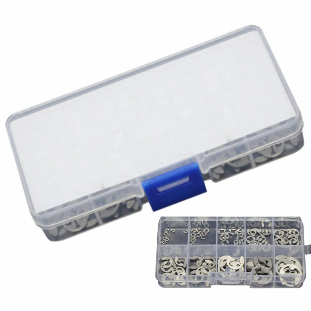 120Pcs/Box 304 Stainless Steel E-Clip Retaining Circlip Assortment Kit 1.5-10mm | Инструменты