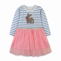 childrens floral girls dresses with animal rabbit print cotton princess autumn winter costume kids frocks party dress