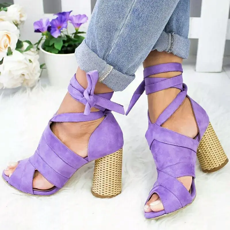 Женские сандалии с открытым носком кожаные модельные в римском стиле на шнуровке