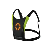 led wireless cycling vest mtb bike bag safety led turn signal light vest bicycle reflective warning vests with remote controller