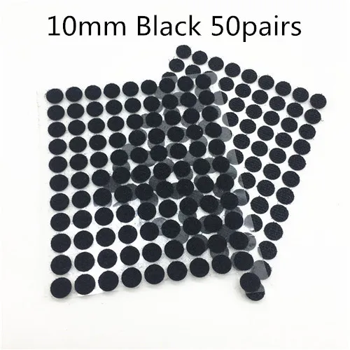 10mm Black 50pairs 10 мм, 100 пар, белая, черная волшебная наклейка, лента для монет с сильным клеем, самоклеющаяся лента для крепления, детский аксессуар «сделай сам» ручной работы - Цвет: 10mm Black 50pairs
