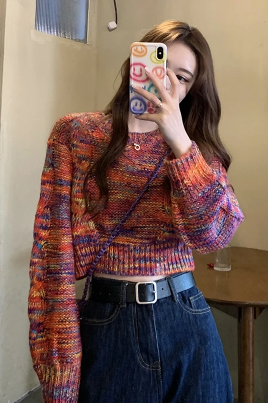 

Women's Short Sweater Loose Outer Wear Fall and Winter Inner Wear 2020 New Retro Hong Kong Style Pullover Base Sweater