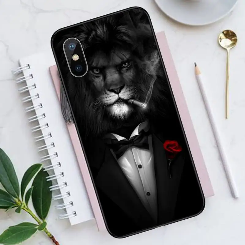 

King of the forest horror lion Phone Case for iPhone 11 12 pro XS MAX 8 7 6 6S Plus X 5S SE 2020 XR Luxury brand shell funda