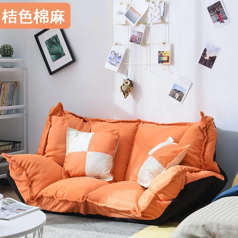 Льняная ткань обивка Регулируемый напольный диван кровать гостиная Пол ленивый