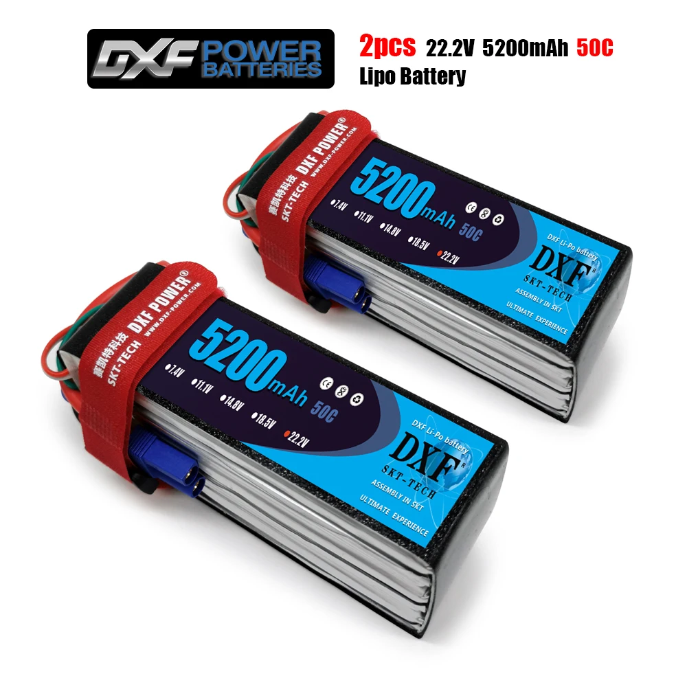 

DXF 6S 22.2V 5200mah 50C-100C Lipo Battery 6S XT60 T Deans XT90 EC5 50C For Racing FPV Drone Airplanes Off-Road Car Boats