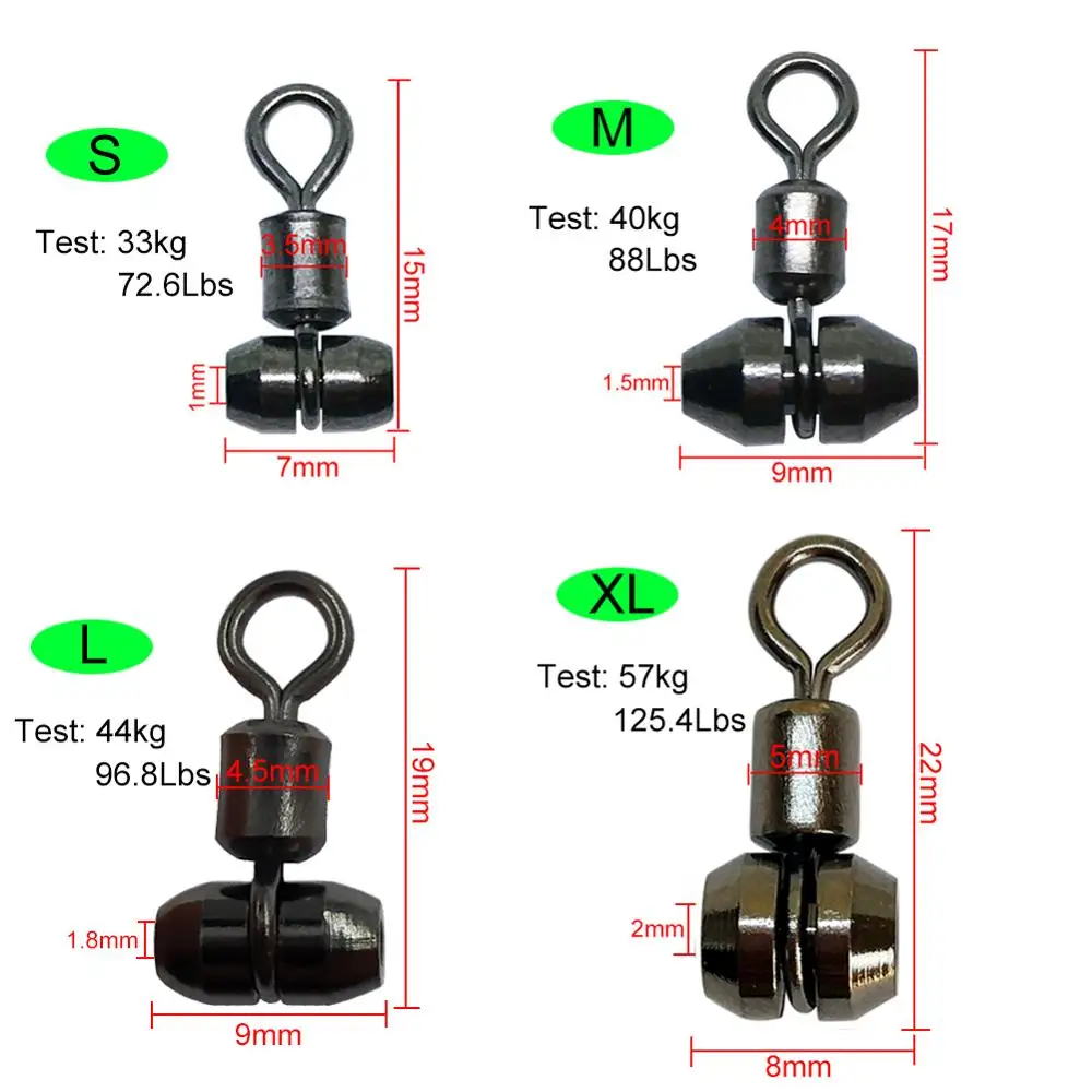 10/20 шт. новые Вертлюги для рыбалки 3 ходовой Вертлюг S/M/L/XL рыболовный соединитель