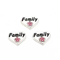 10pcslot family charms heart floating charms for floating memory pendant charms lockets diy jewelry